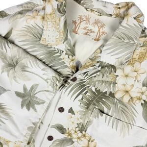 Montego Mon Silk Button Down Shirt‎ Tropical Pineapple Floral SS Mens Large